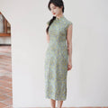 Soft green painterly print| Modern one-Pieces Qipao Dress（婺曼） - E·Beauty