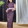 Dusk Violet Ramie | Modern One-Piece Qipao Dress (檀锦)