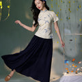 Apricot White Delicate Linen Two-Piece Set | Short Qipao Top(温言)