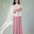 Beige Organic Cotton-Linen | Quarter-Sleeve Qipao Top (小荷间)