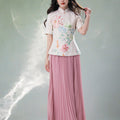 Beige Organic Cotton-Linen | Quarter-Sleeve Qipao Top (小荷间)