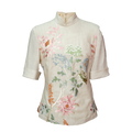 Beige Organic Cotton-Linen | Quarter-Sleeve Qipao Top (小荷间)