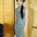 Celestial Aurora Blue Premium Lace | Modern one-Pieces Qipao Dress (雅瓷)