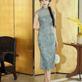 Celestial Aurora Blue Premium Lace | Modern one-Pieces Qipao Dress (雅瓷)