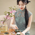 Celestial Aurora Blue Premium Lace | Modern one-Pieces Qipao Dress (雅瓷)