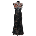 Rose print pattern|Gold-thread embroidered mermaid skirt（亦玫） - E·Beauty