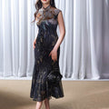 Rose print pattern|Gold-thread embroidered mermaid skirt（亦玫） - E·Beauty