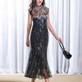 Rose print pattern|Gold-thread embroidered mermaid skirt（亦玫） - E·Beauty
