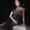 Rose print pattern|Gold-thread embroidered mermaid skirt（亦玫） - E·Beauty