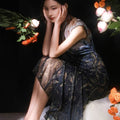 Rose print pattern|Gold-thread embroidered mermaid skirt（亦玫） - E·Beauty