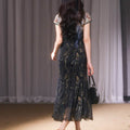 Rose print pattern|Gold-thread embroidered mermaid skirt（亦玫） - E·Beauty