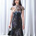 Rose print pattern|Gold-thread embroidered mermaid skirt（亦玫） - E·Beauty