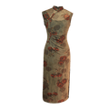 Red rose in Forest Stretch Tulle with Memory Elasticity| Modern one-Pieces Qipao Dress（悠望） - E·Beauty