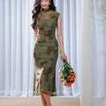 Red rose in Forest Stretch Tulle with Memory Elasticity| Modern one-Pieces Qipao Dress（悠望） - E·Beauty