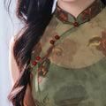 Red rose in Forest Stretch Tulle with Memory Elasticity| Modern one-Pieces Qipao Dress（悠望） - E·Beauty