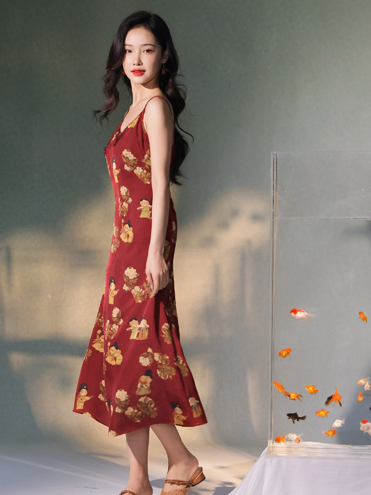 Tang-Style Paste-Resist Trim | Sleeveless Dress (越襄)