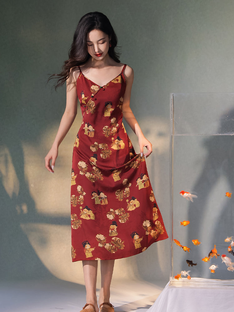 Tang-Style Paste-Resist Trim | Sleeveless Dress (越襄)