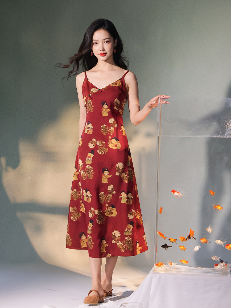 Tang-Style Paste-Resist Trim | Sleeveless Dress (越襄)