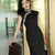 Ink-Black Shanghai Noir Polka Dots | Modern one-Pieces Qipao Dress(语莺)