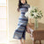 Blue and white wave pattern| Modern one-Pieces Qipao Dress（泽岚） - E·Beauty