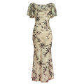 Warm Apricot Frosted Matte Stretch Mesh | Modern one-Pieces Qipao Dress (竹瑶)