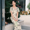Warm Apricot Frosted Matte Stretch Mesh | Modern one-Pieces Qipao Dress (竹瑶)
