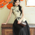 Beige Ramie Botanical Dye | Neo-Chinese Qipao Top(竹语)